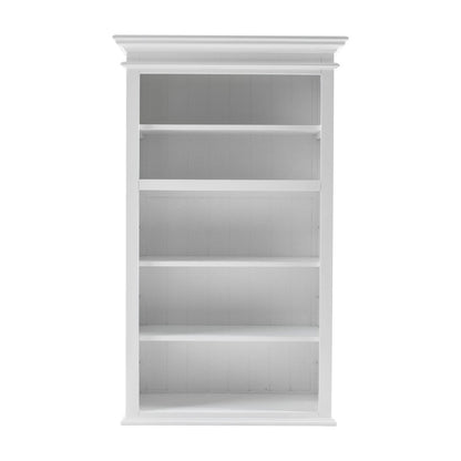 White Solid Wood Adjustable Four Tier Bookcase