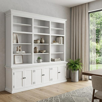 71" White Solid Wood Frame Dining Hutch With Multiple Shelves And Three Drawers