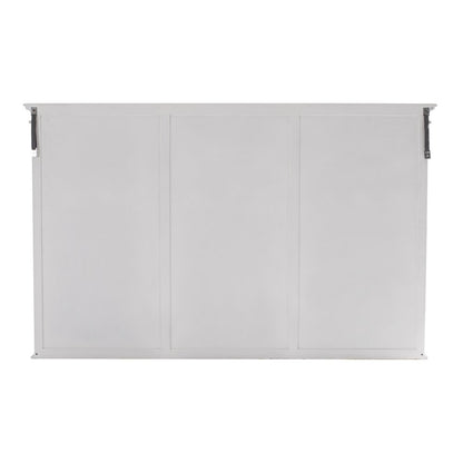 71" White Solid Wood Frame Dining Hutch With Multiple Shelves And Three Drawers