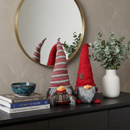 30" Red Fabric Christmas Sitting Gnome Tabletop Sculpture