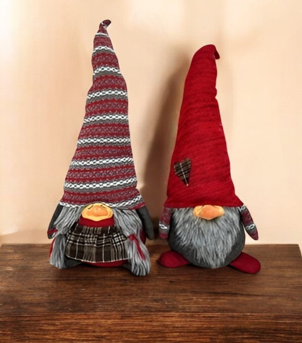 30" Red Fabric Christmas Sitting Gnome Tabletop Sculpture