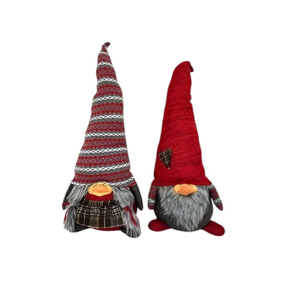 30" Red Fabric Christmas Sitting Gnome Tabletop Sculpture