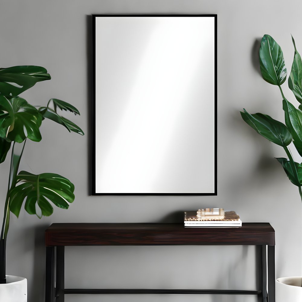 38" Black Plastic Framed Accent Mirror