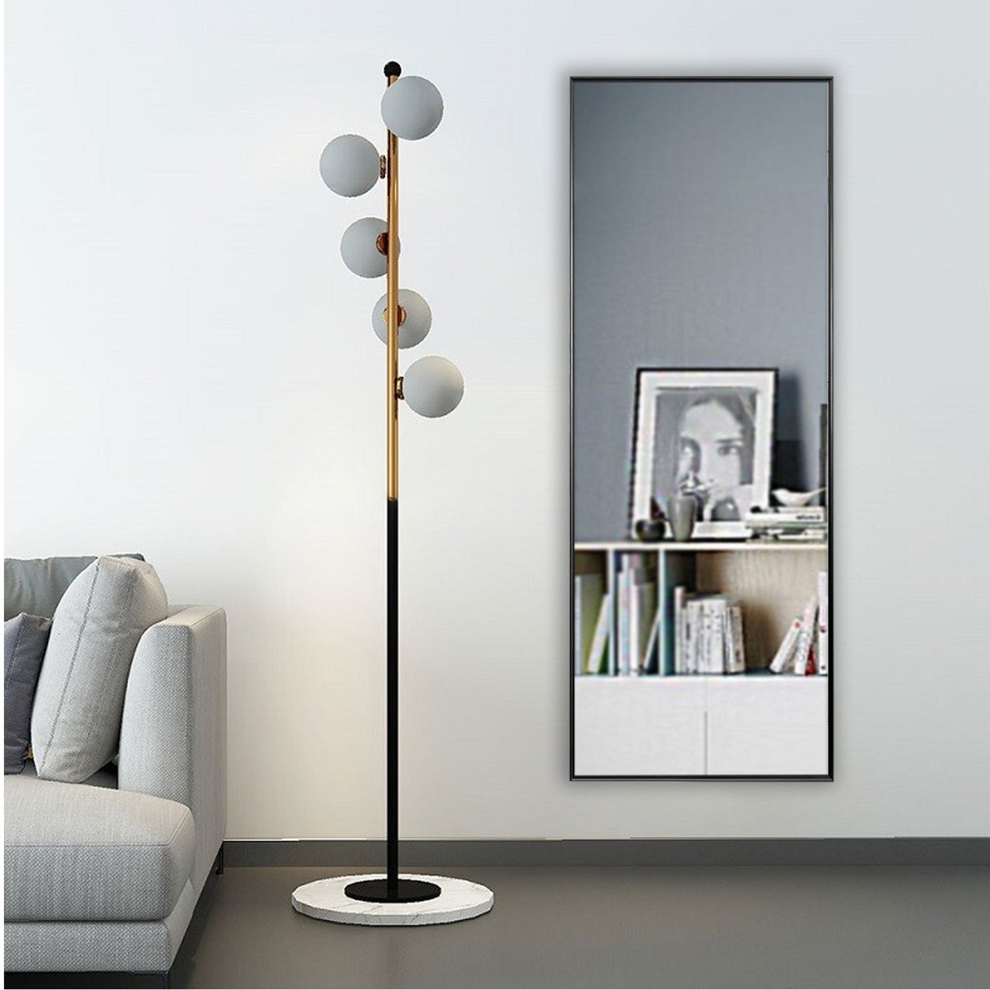 59" Black Metal Framed Full Length Mirror