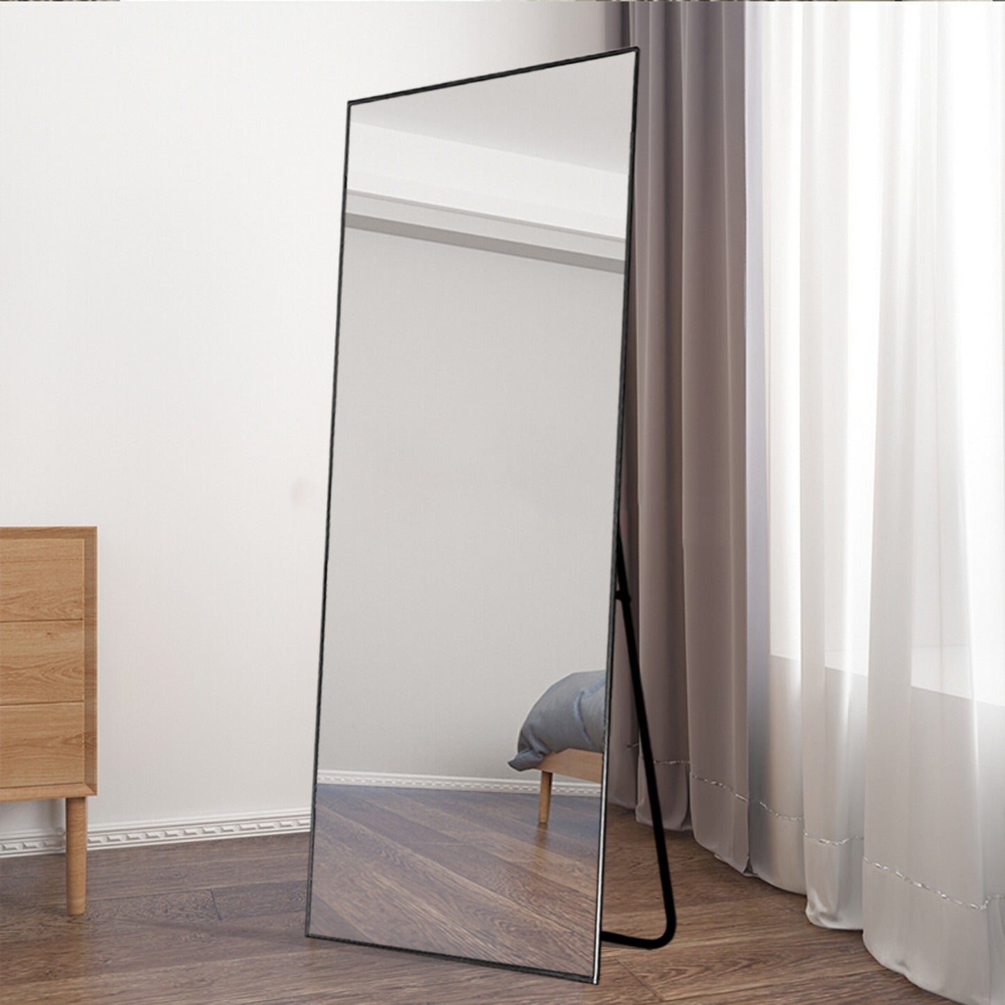 59" Black Metal Framed Full Length Mirror