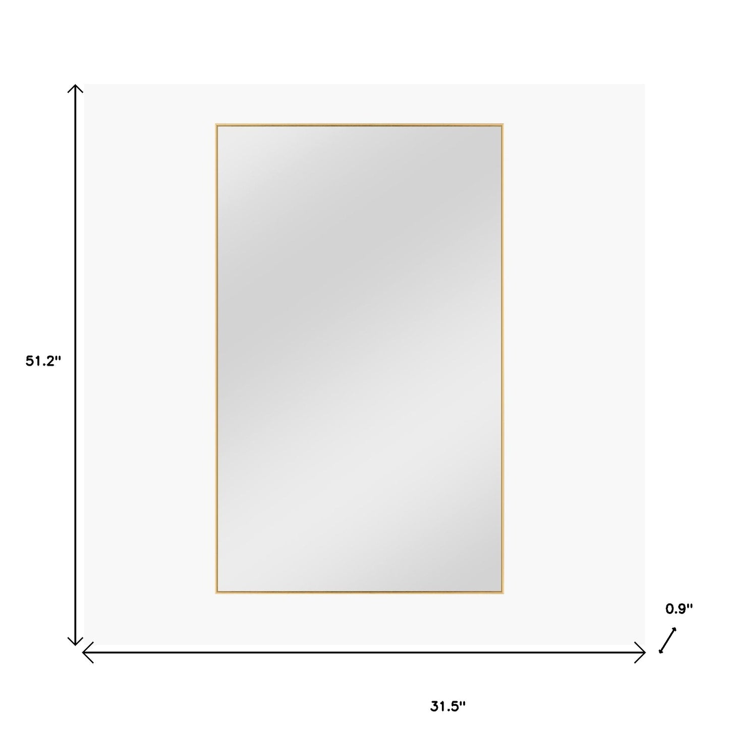 51" Gold Metal Framed Full Length Hanging Mirror