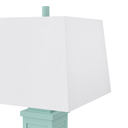 Set of Two 32" Teal Blue Table Lamp With Off White Shade