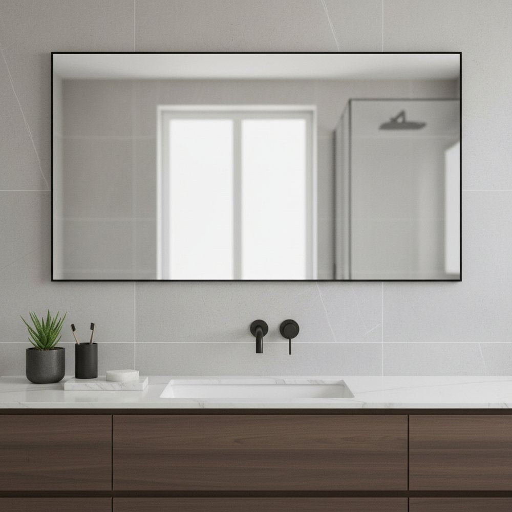 Jumbo Minimal Black Bathroom Vanity Mirror