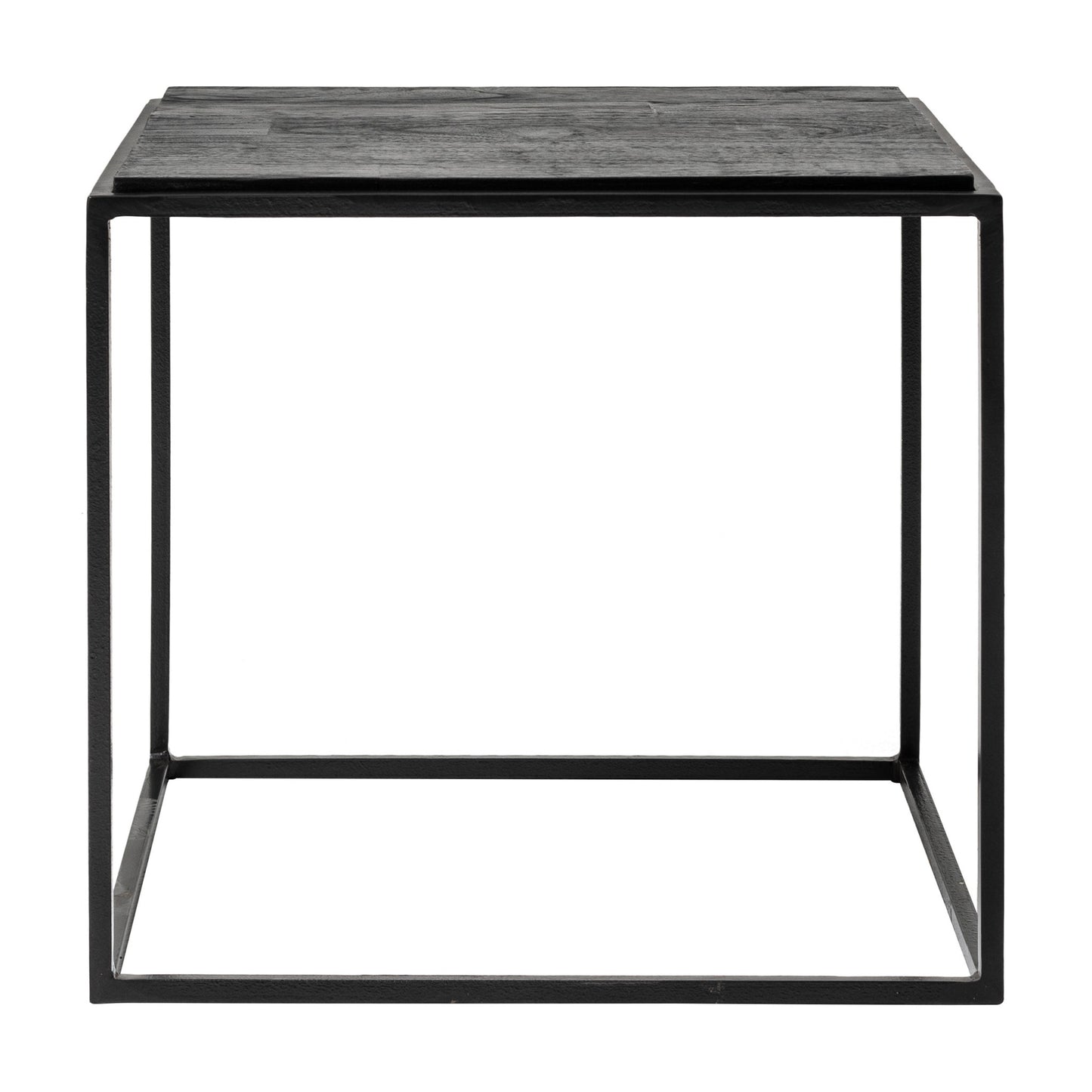 Set of Three 39" Brown And Black Solid Wood And Iron Square Nested Coffee Tables