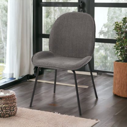 Set Of Two Gray And Black Upholstered Fabric Side Chairs