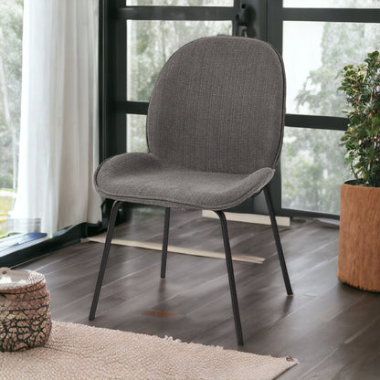 Set of Two Gray and Black Upholstered Fabric Dining Side Chairs