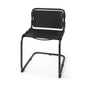 Black Leather Metal Open Back Dining Side Chair