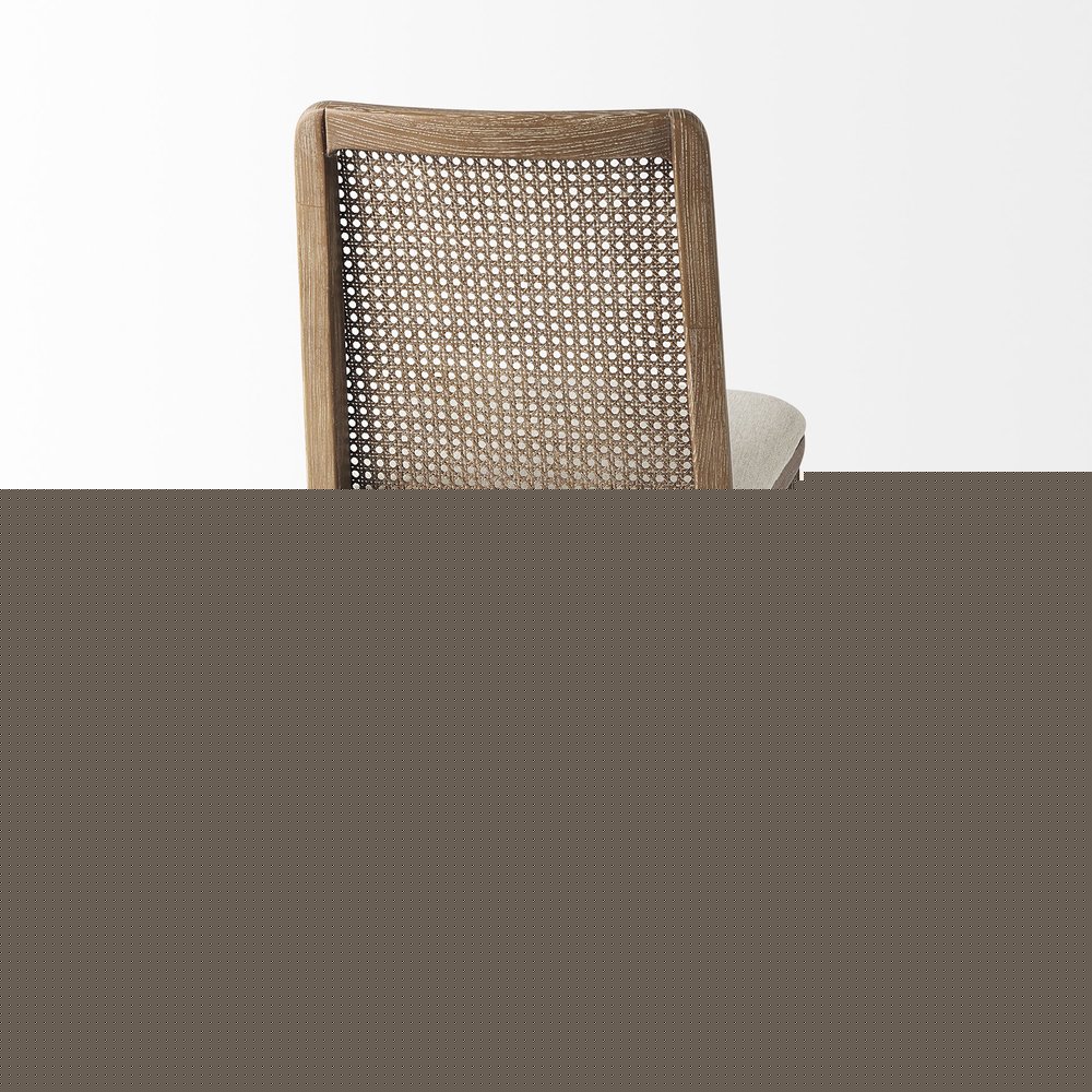 Set Of Two Cream And Brown Upholstered Fabric Cross Back Side Chairs