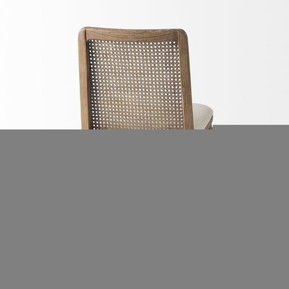 Set Of Two Cream And Brown Upholstered Fabric Cross Back Side Chairs