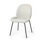 Set of Two White and Black Upholstered Fabric Dining Side Chairs