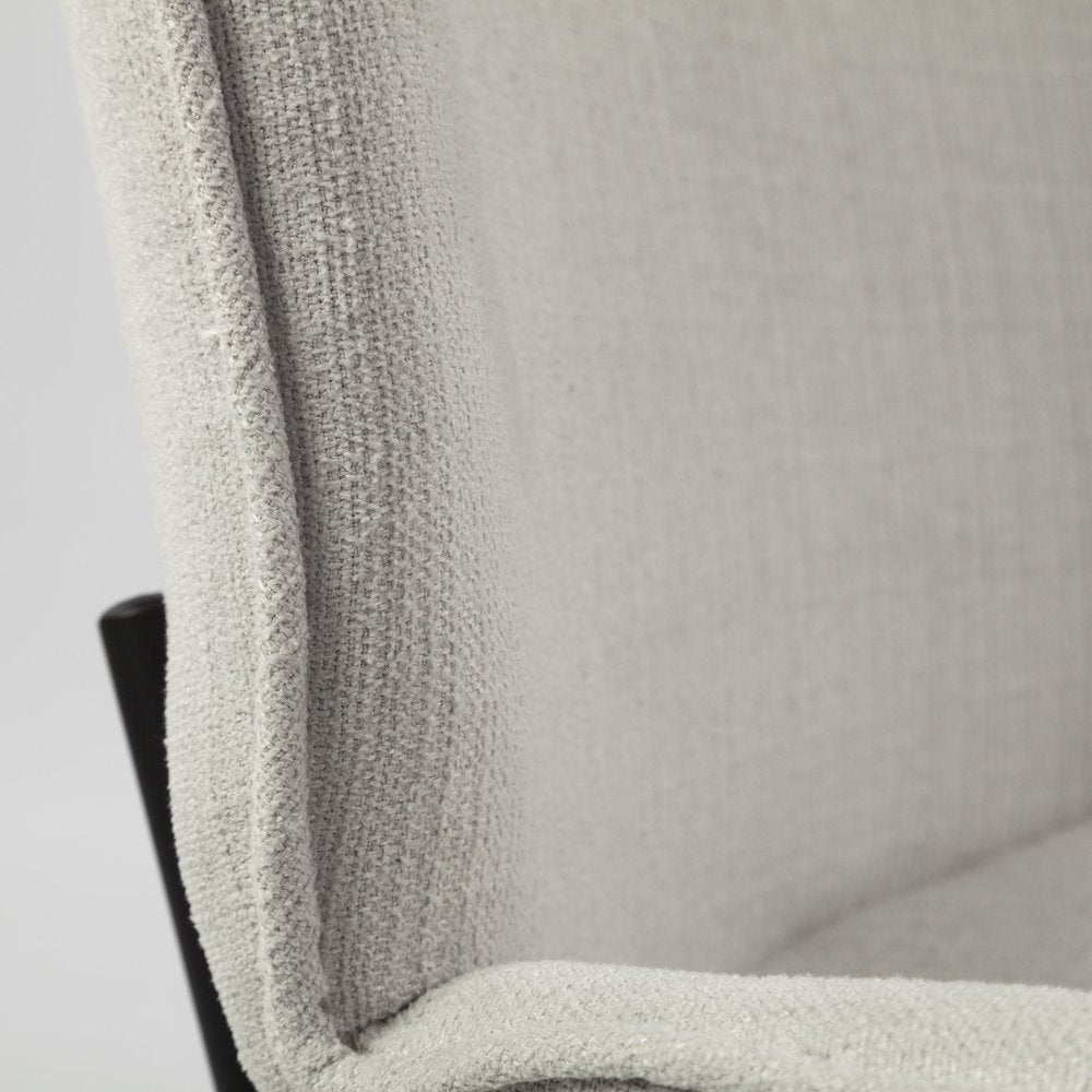 Set of Two White and Black Upholstered Fabric Dining Side Chairs