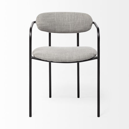 Set of Two Gray and Black Upholstered Fabric Dining Arm Chairs