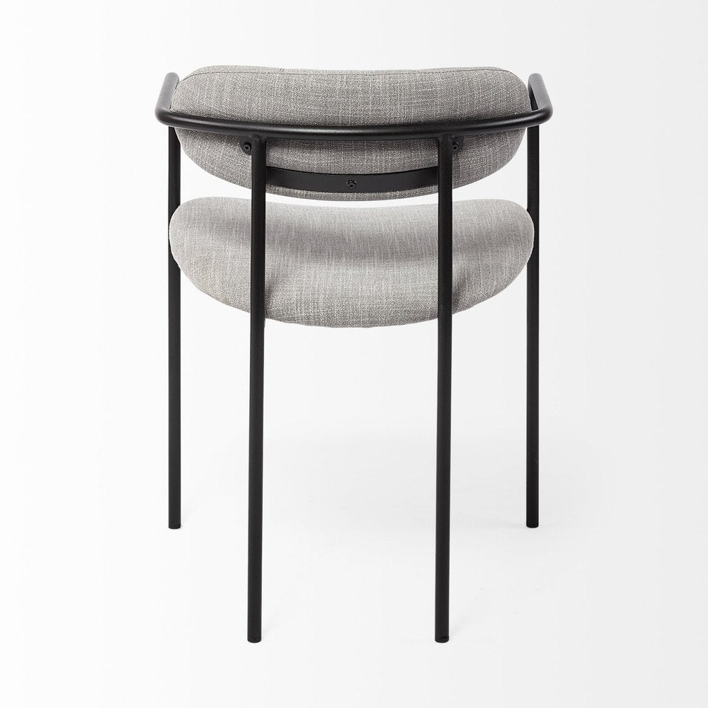 Set of Two Gray and Black Upholstered Fabric Dining Arm Chairs