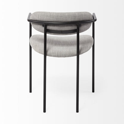 Set of Two Gray and Black Upholstered Fabric Dining Arm Chairs