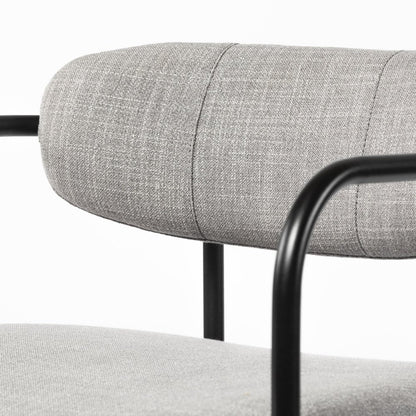 Set of Two Gray and Black Upholstered Fabric Dining Arm Chairs