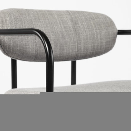 Set of Two Gray and Black Fabric Dining Arm Chairs