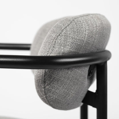 Set of Two Gray and Black Upholstered Fabric Dining Arm Chairs