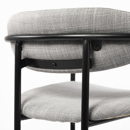 Set of Two Gray and Black Upholstered Fabric Dining Arm Chairs