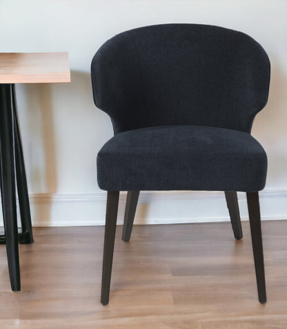 Navy Blue And Black Wingback Dining Side Chair