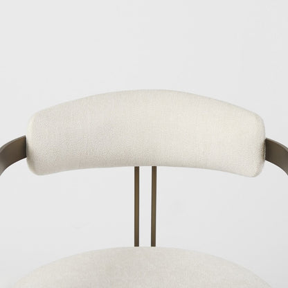 White And Gold Upholstered Dining Arm Chair