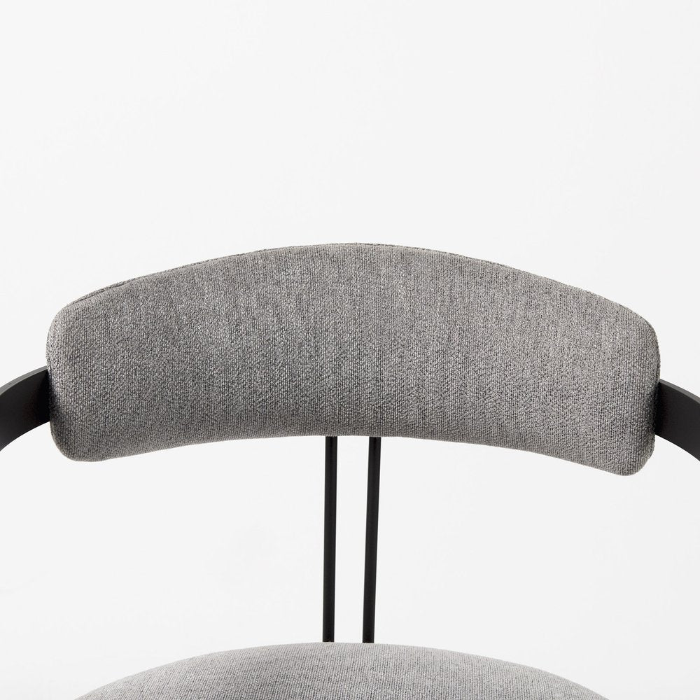 Gray and Black Upholstered Dining Arm Chair