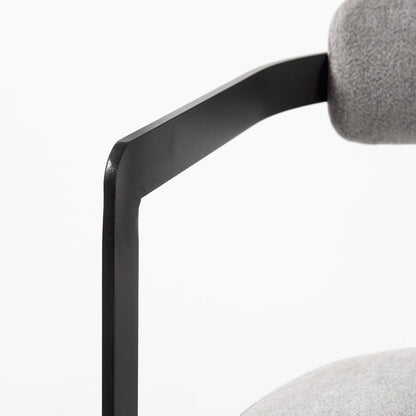 Gray and Black Upholstered Dining Arm Chair