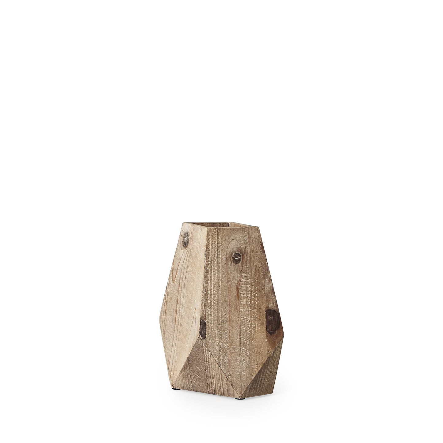 9" Natural Stain Geometric Wooden Vase