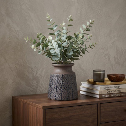 6" Brown Abstract Cylinder Ceramic Table Vase
