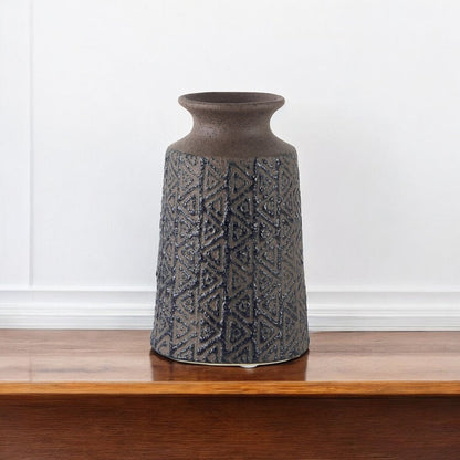 7" Brown Abstract Cylinder Ceramic Table Vase