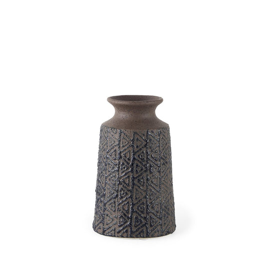 7" Brown Abstract Cylinder Ceramic Table Vase