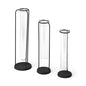Set of Three Black Abstract Cylinder Metal Table Vase