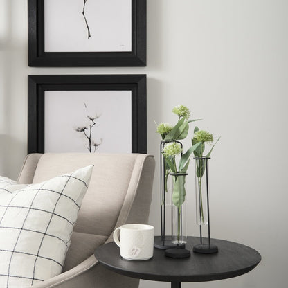 Set of Three Black Abstract Cylinder Metal Table Vase