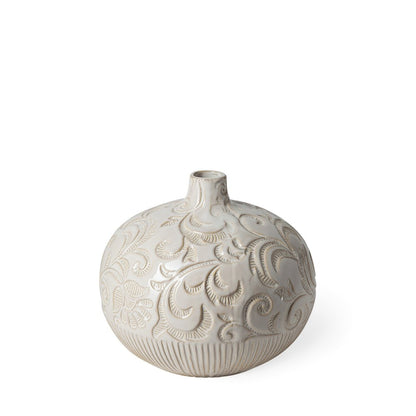 8" White Abstract Cylinder Ceramic Table Vase