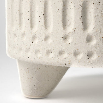 7" White Abstract Cylinder Ceramic Table Vase