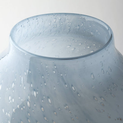 15" Blue And Beige Abstract Cylinder Crystal Glass Table Vase