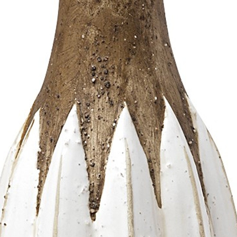 18" Brown And White Abstract Cylinder Ceramic Table Vase