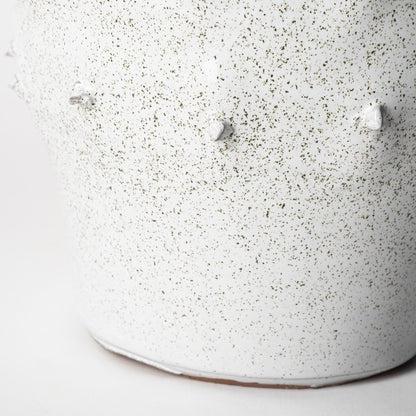 11" White Abstract Cylinder Ceramic Table Vase