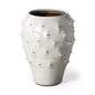 14" White Abstract Cylinder Ceramic Table Vase