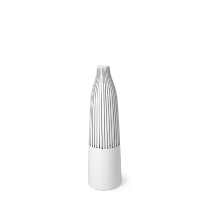 18" Black And White Abstract Cylinder Ceramic Table Vase