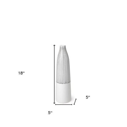 18" Black And White Abstract Cylinder Ceramic Table Vase