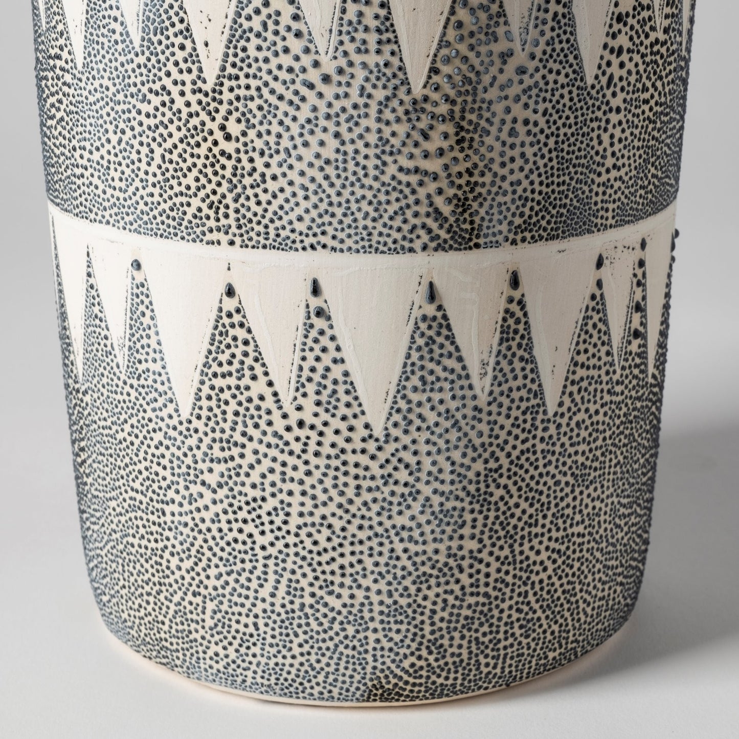 Gray and White Tribal Pattern Vase