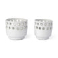 Set of Two White Abstract Cylinder Ceramic Table Vase