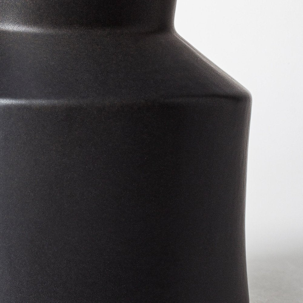 9" Black Abstract Cylinder Ceramic Table Vase