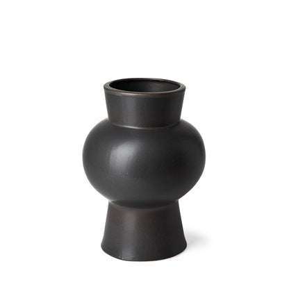 11" Matte Black Contempo Deco Ceramic Vase