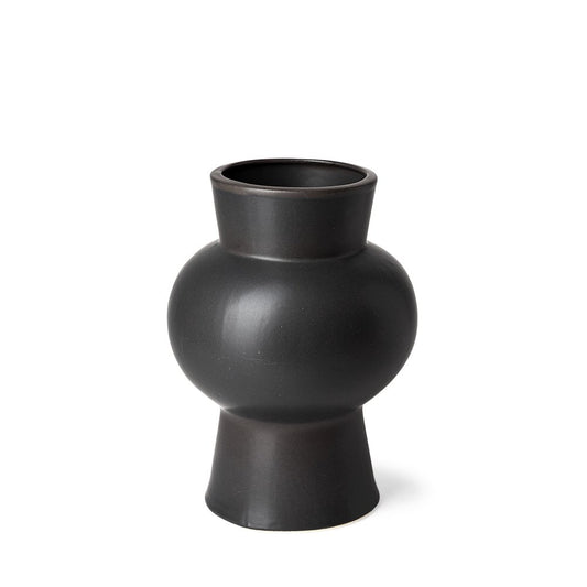 11" Black Abstract Cylinder Ceramic Table Vase